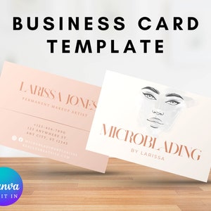 Digital Print Minimalist Business Card Template for brow artist Edible on Canva