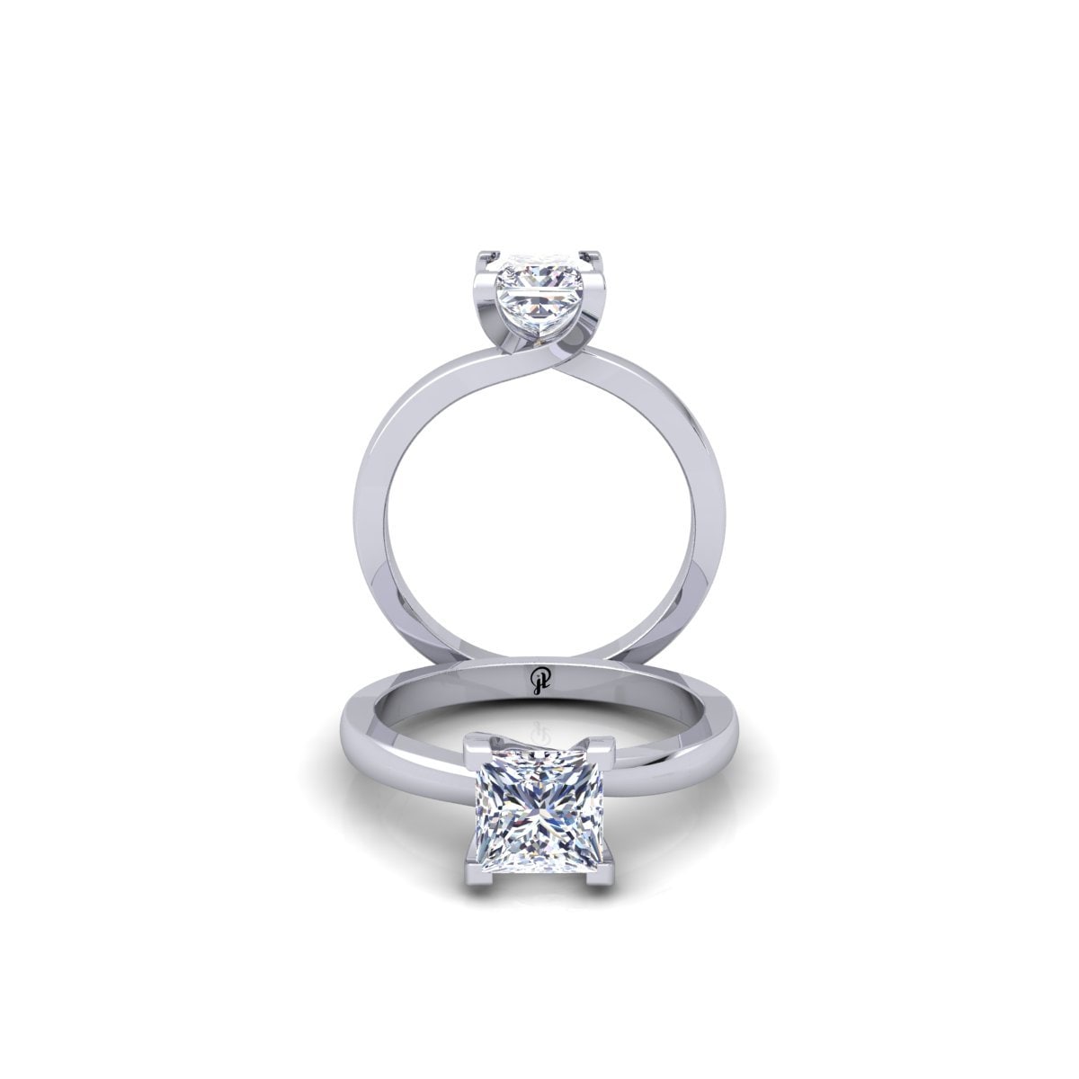 Princess Cut Tension Set Engagement Ring Setting 14K White Gold