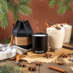 Eggnog - Winter Candle | Sweet Spices +  Vanilla  +  Dark Rum | Clean Candle  | Holiday Candle | Black Owned Wood Wick | Gift for Mom |