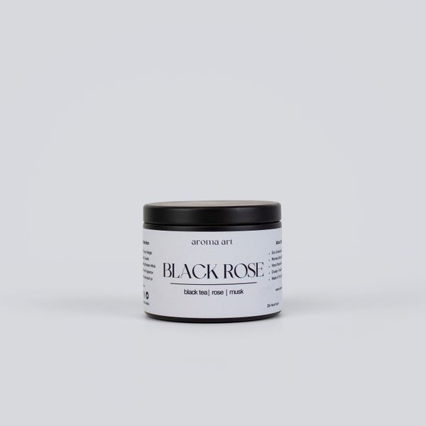 Black Rose Candle Tin | Black Tea + Rose + Musk | Candle Gift | Spa Candle | Black Owned Wood Wick Candles | Gift for Mom | Relaxation