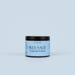Blue Sage Candle Tin | Blue Sage + Amber + Citrus Blossoms | Masculine Candle | Black Owned Wood Wick | Gift Candle | Cologne Candle