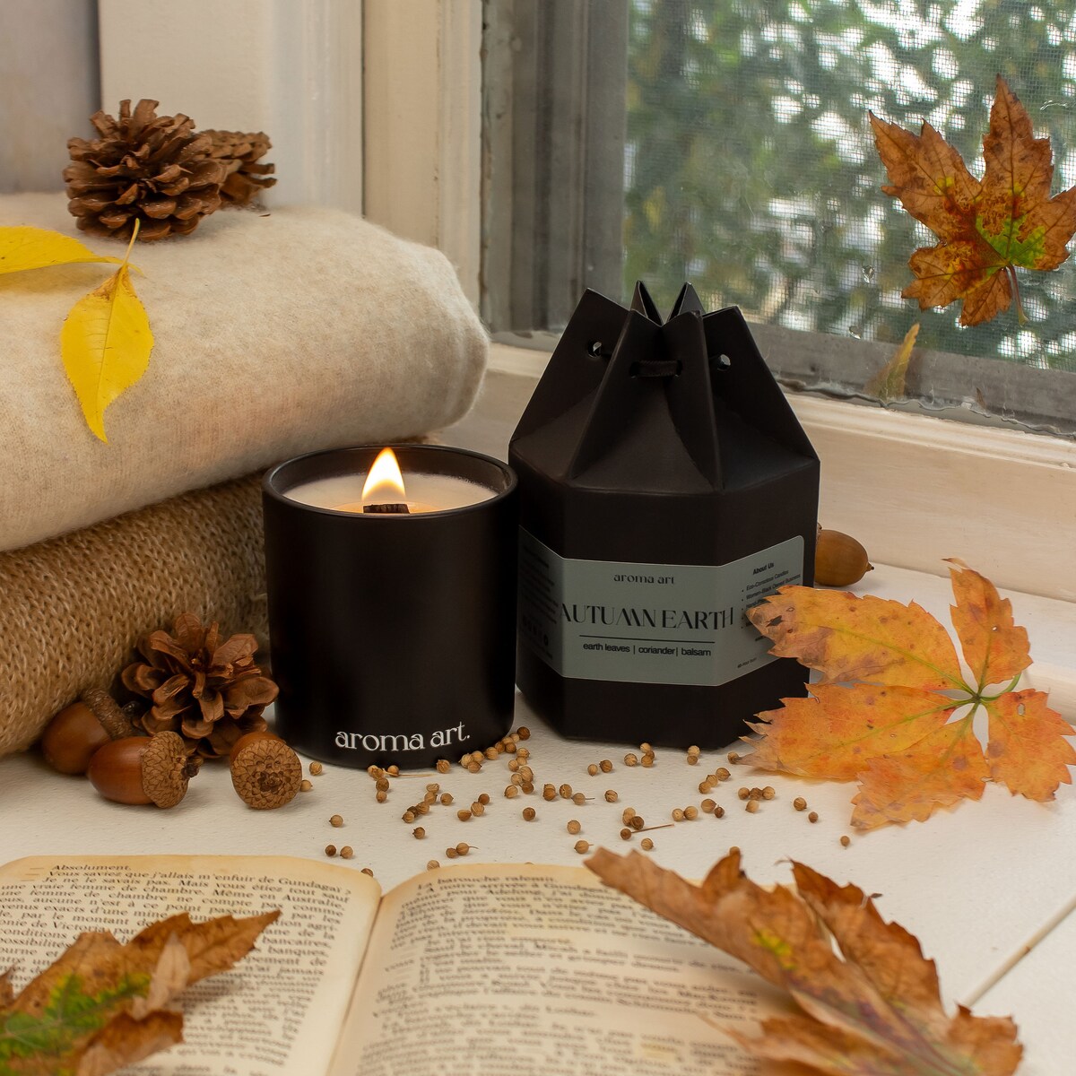 Autumn Earth | Earth Leaves ~ Coriander ~ Balsam | Wood Wick Candle | Autumn Candle | Black Owned |fall Candle | Cozy Candle | Gift | - Etsy