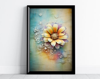 Abstract Watercolor Flower Printable Wall Art, Colorful Floral Print, Botanical Artwork Decor, Digital Download Art, Abstract Floral Art