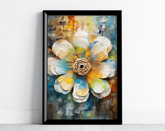 Colorful Abstract Wall Art, Flower Art Print, Modern Floral Print, Bright Wallart, Printable Artprint, Digital Download