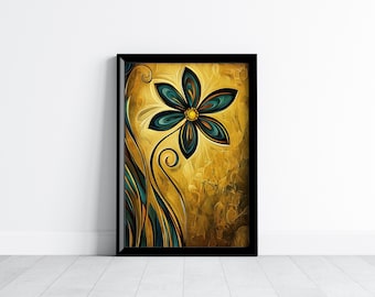 Colorful Abstract Wall Art, Modern Flower Artwork, Contemporary Floral Print, Eclectic Wall Decor, Digital Download Printable Poster