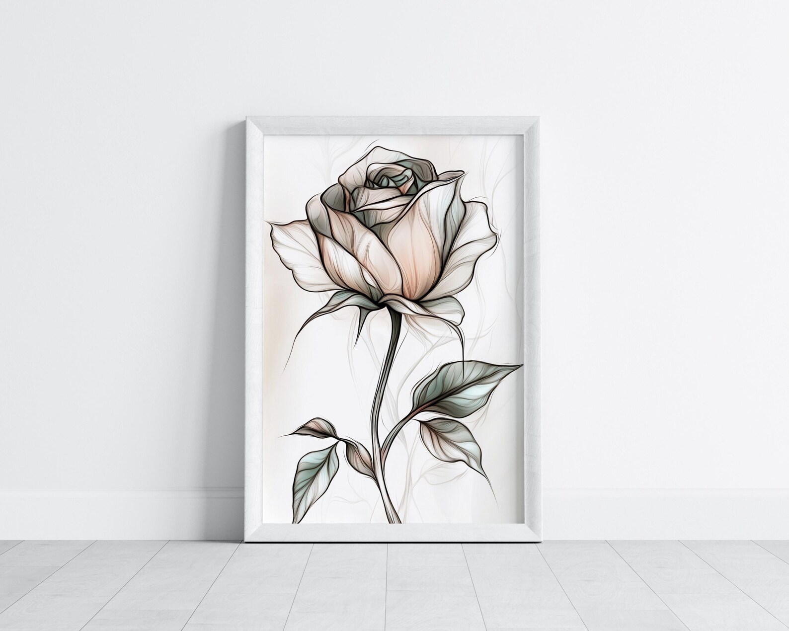Sketch Watercolor Rose Printable Wall Art, Digital Download, Flower ...