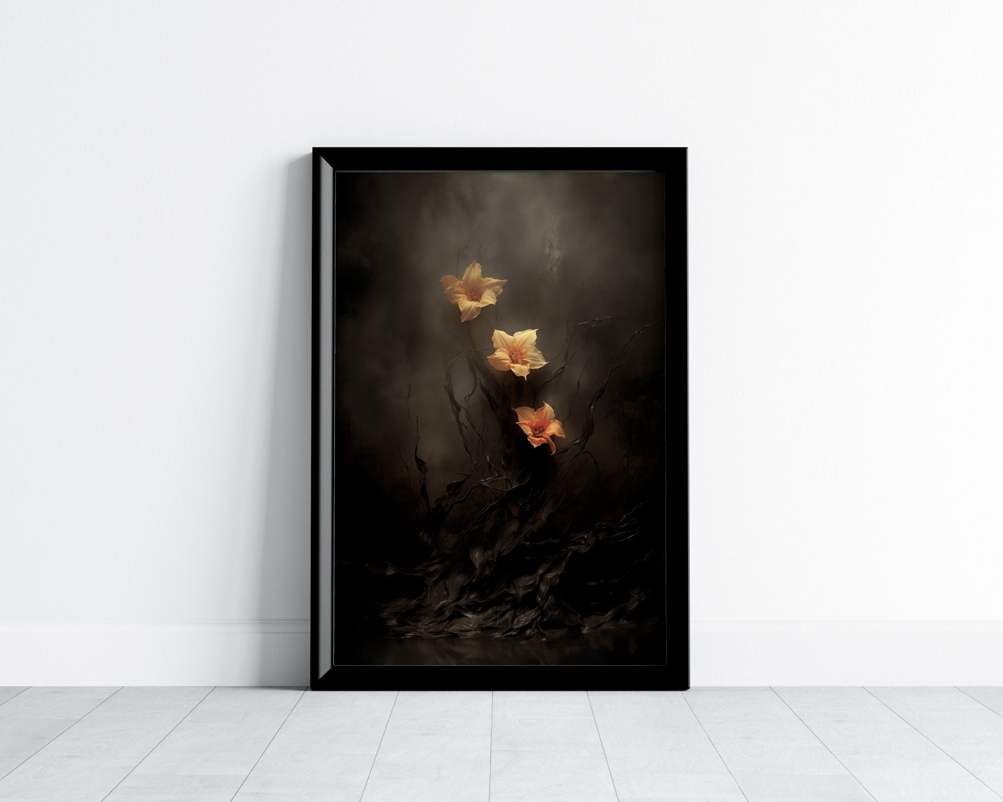 Dark Mysterious Daylily | Dark & Moody Flower Art | Printable Floral ...
