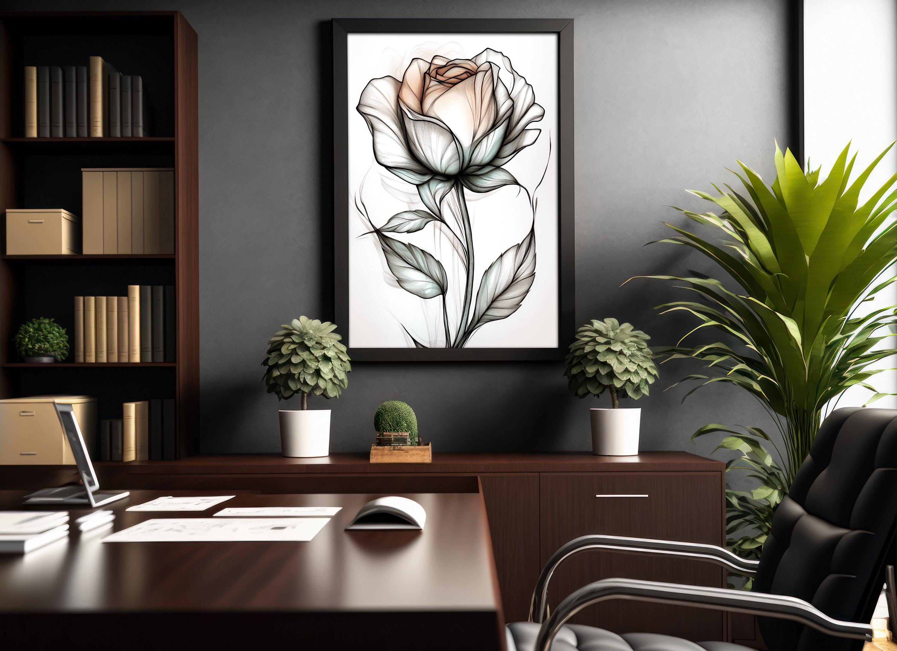Sketch Watercolor Rose Printable Wall Art, Digital Download, Flower ...