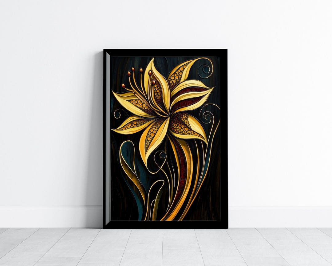 Contemporary Botanical Floral Wall Art, Modern Flower Art Print, Bold ...