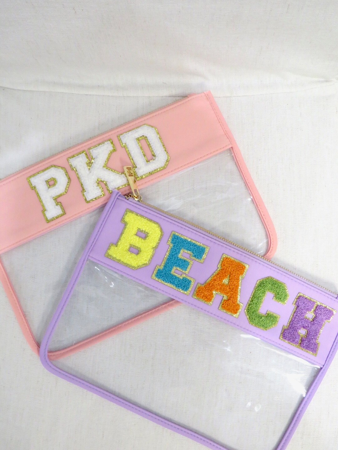 Gifts for Her Custom Clear Nylon Cosmetic Bag Customizable With Glitter