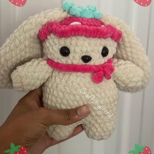 Strawberry Bunny Crochet Plushie Amigurumi Stuffed Animal Customizable