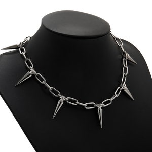 Iron Thorns schakelketting van hoogwaardig roestvrij staal met spikes voor rave, techno, Berghain, statement, unisex, queer, punk, goth, biker afbeelding 1