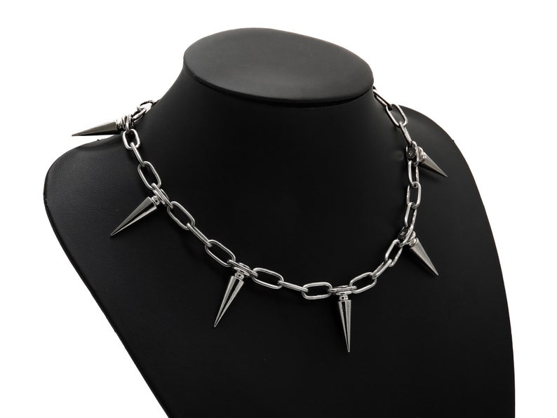 Iron Thorns schakelketting van hoogwaardig roestvrij staal met spikes voor rave, techno, Berghain, statement, unisex, queer, punk, goth, biker afbeelding 1