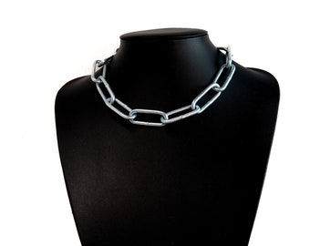 Silberne Gliederhalskette aus Edelstahl für Technoparty/Rave - Choker, Bootshaus, Unisex Queer, Berghain, Unisex Queer, Punk, unreal ,Emo
