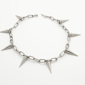 Iron Thorns schakelketting van hoogwaardig roestvrij staal met spikes voor rave, techno, Berghain, statement, unisex, queer, punk, goth, biker afbeelding 2