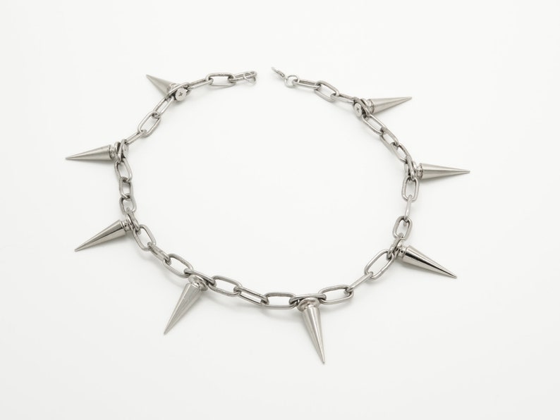 Iron Thorns schakelketting van hoogwaardig roestvrij staal met spikes voor rave, techno, Berghain, statement, unisex, queer, punk, goth, biker afbeelding 2