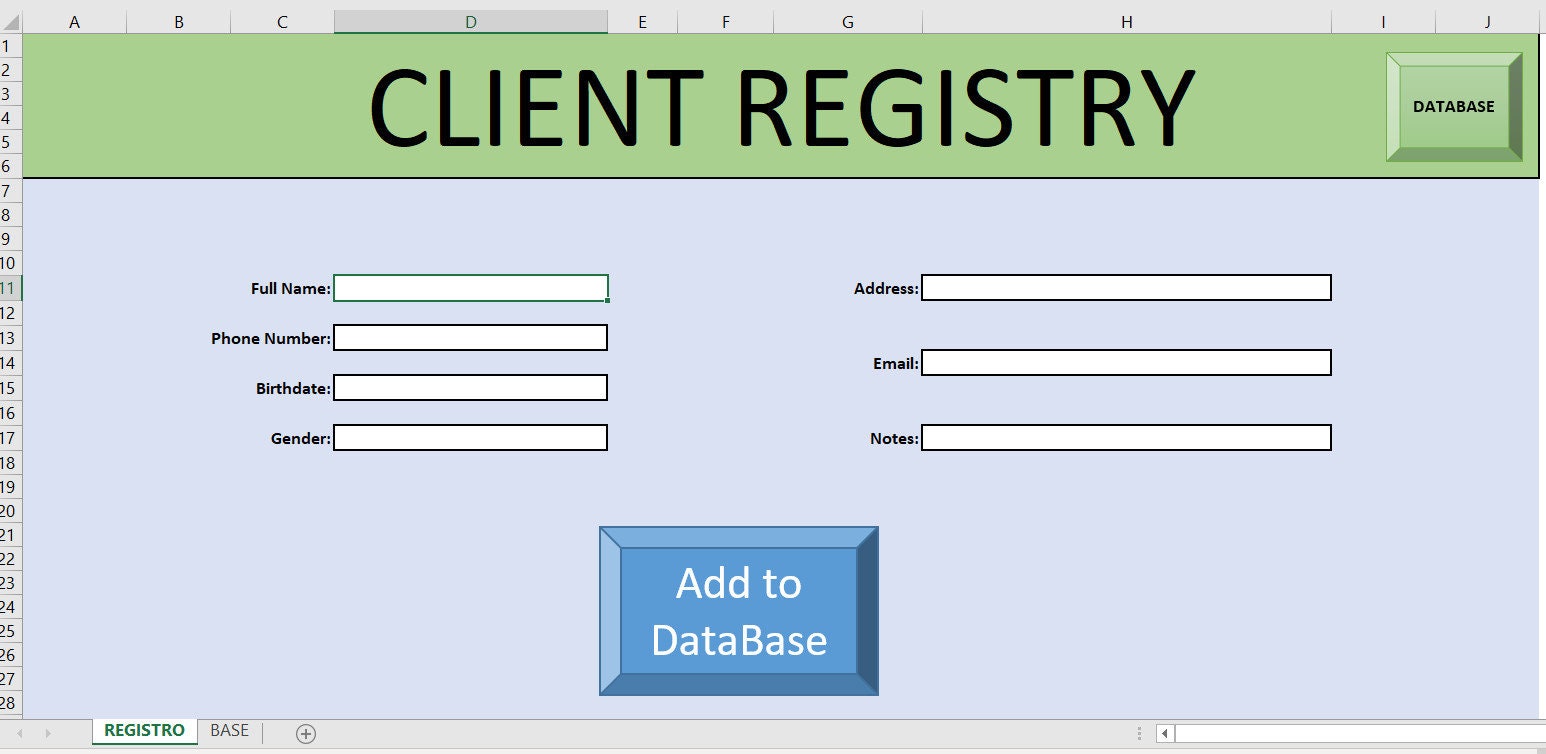 Simple Client DATABASE Excel Template ENGLISH - Etsy