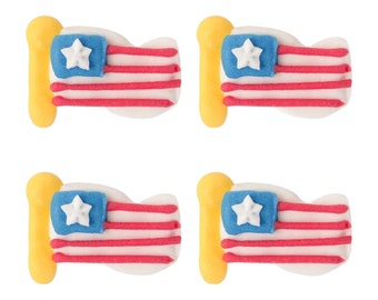 TWELVE American Flag Royal Icing Decorations, Fourth of July Edible Decorations, Patriotic Royal Icing Toppers, Independence Day Decorations