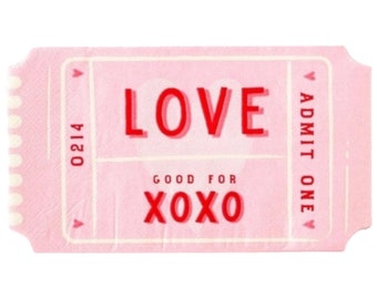 Love Ticket - Valentine's Napkins, Valentine's Party, Valentine's Decorations, Valentine's Birthday, Valentine's Table Decor, Kids Valentine