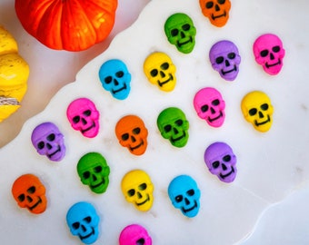 Décorations Cupcakes Halloween Tête De Mort - 16 Toppers En Papier, Motifs Crâne Mexicain, 9x4,5 Cm, Non Comestibles