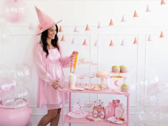 PINK WITCH HAT Banner, Halloween Birthday, Pink Halloween, Hocus Pocus Party, Halloween Kids Party, Pink Birthday, Halloween Decoration