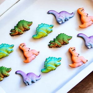 DINOSAUR Assortment Edible Sugar Decorations, Dinosaur Cupcake Toppers, Dinosaur Cake Toppers, Dinosaur Birthday, Dinosaur Party, Set of 12