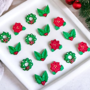 EIGHTEEN EDIBLE Classic Christmas Assortment Royal Icing Decorations, Christmas Cake or Cupcake Toppers, Christmas Party, Christmas Cookies