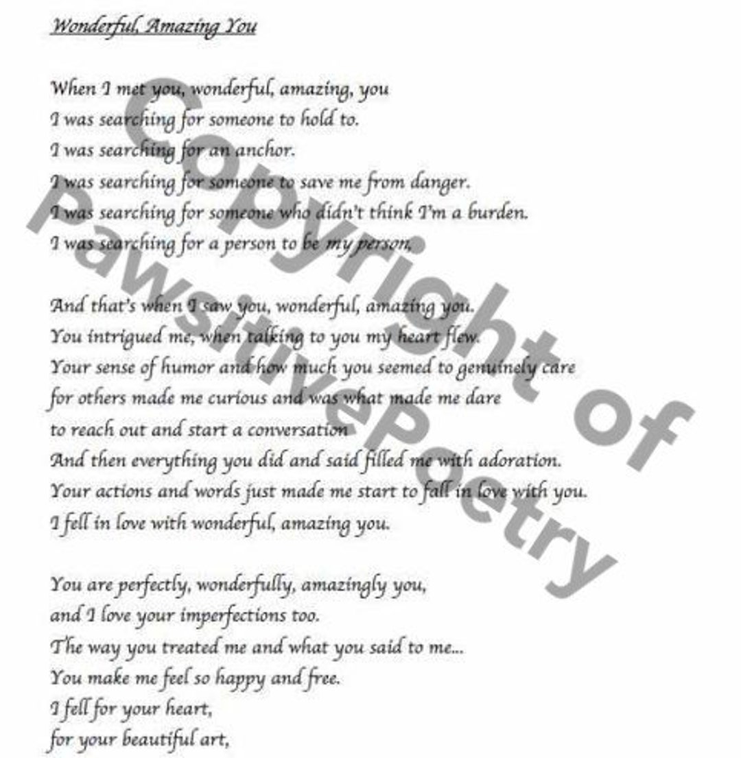 Custom Free Verse Poem for Partner - Etsy