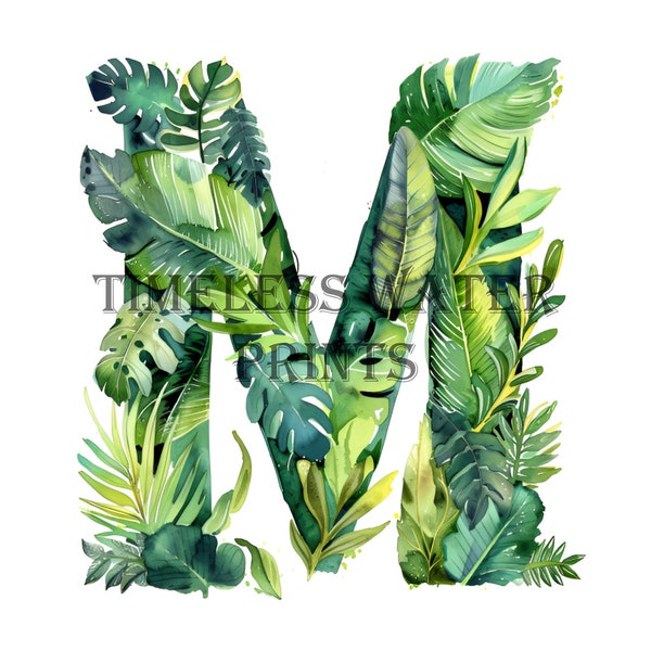 Jungle Themed Alphabet Letters, Letter M, Instant Download, Digital Print, JPG