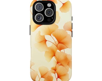 Ginkgo Leaf-telefonskal för iPhone, Samsung Galaxy och Google Pixel - Orange blommig, höst