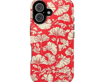 Magsafe iPhone-skal med rött ginkgoblad: Botaniskt tekniskt tillbehör