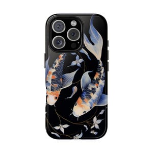 Japanische Koi Fisch Handyhülle: Blau Orange Art Design