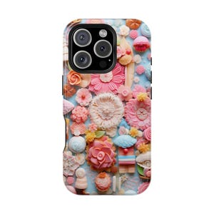 Rosa Decoden MagSafe iPhone Hülle: Kawaii Floral Tough Cover
