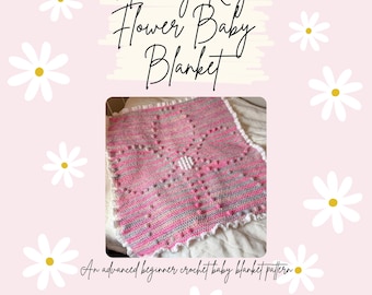 Aubrey Kay Flower Baby Blanket Pattern | baby blanket pattern | flower blanket pattern | bobble blanket pattern | flower baby blanket