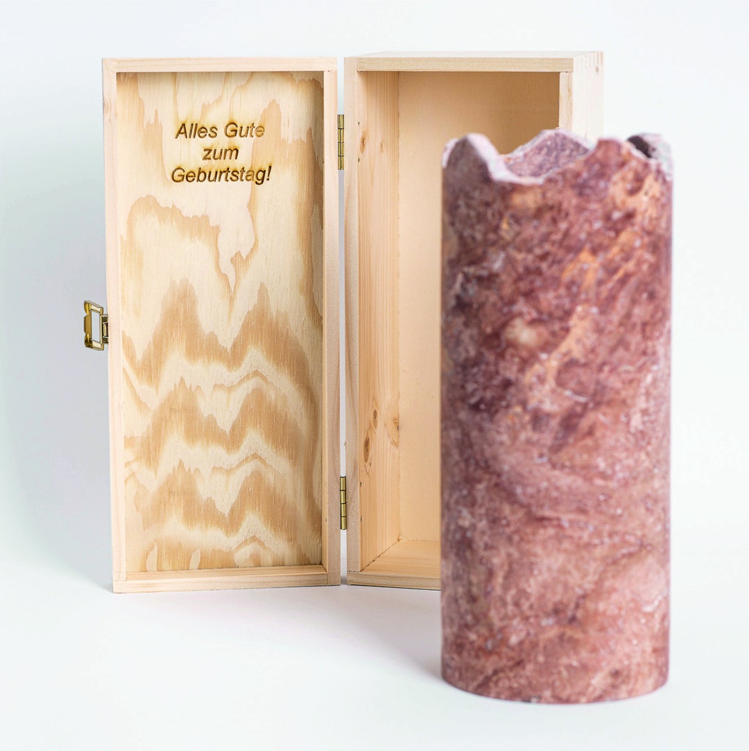 Natural Stone Wine Cooler Made of Red Travertine With Gift Box Etsy