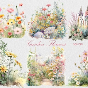 Garten Blumen Clipart, Aquarell Blumen PNG, kommerzielle Nutzung Clipart