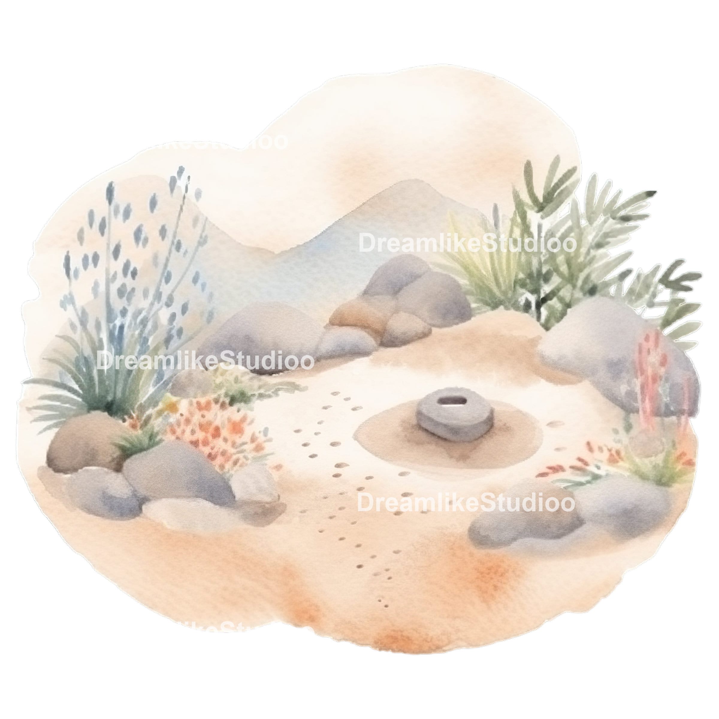 Zen Garden Clipart Watercolor Japanese Garden Clipart Etsy
