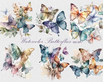 Watercolor Butterflies Clipart, Commercial Use PNG