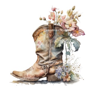 Cowgirl Boots Clipart Watercolor Cowgirl Digital Download - Etsy