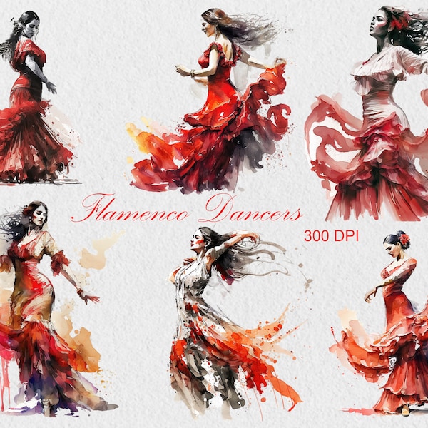 Flamenco Dancers Clipart, Commercial Use Spanish Dancers PNG