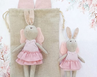Mama and daughter rabbits, fairy mother and daughter, soft toys, packed gift
