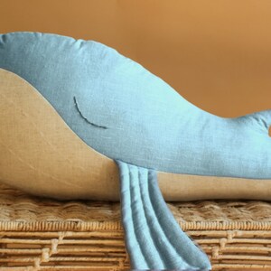 Whale Humpback whale toy Huggable whale pillow Stuffed animal Christmas gift Baby birthday gift Linen soft toy Mama Whale zdjęcie 2