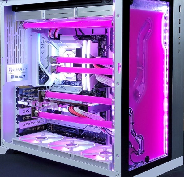 Gaming PC - Venus || Wi-Fi || SSD || Liquid Cooling || Bluetooth - Pink &  White Gaming Computer