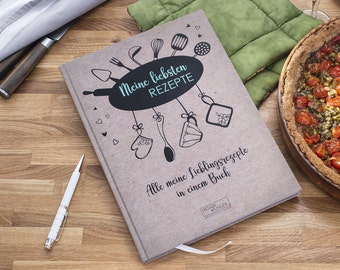 Rezeptbuch A4 zum Selberschreiben - Meine Lieblingsrezepte | DIY Kochbuch | Geschenkidee | Recyclingpapier  | Hardcover