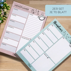 SET ESSENSPLANER 2-teilig | Menüplaner "Kreativ" + "Style" A4 | 2 x 70 Seiten für die Essensplanung