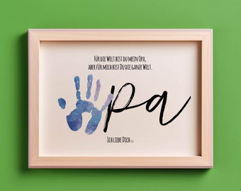Gift handprint | Grandpa | Craft personalized | Digital download for printing