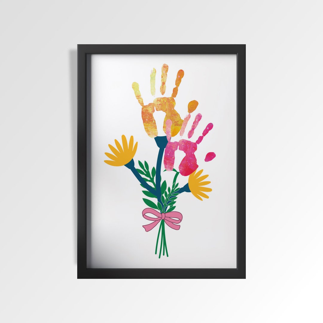 Gift Handprints Bouquet of Flowers Personalized Crafts Digital Download