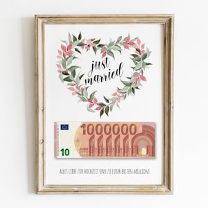 Wedding gift of money | First million | 4 designs | Personalized crafts | Digital download for printing