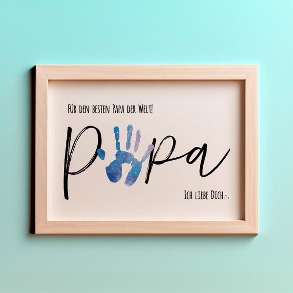 Geschenk Handabdruck | Bester Papa | Basteln Personalisiert | Digitaler Download zum Ausdrucken