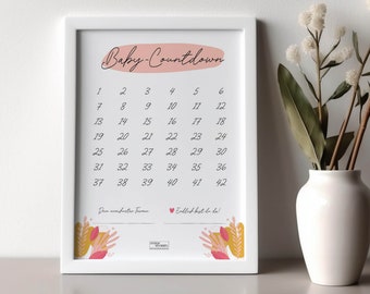 Baby-Countdown | 42 Wochen | A4 | Geburt | Poster